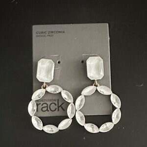 Nordstrom Silver and White Cubic Zirconia Earrings